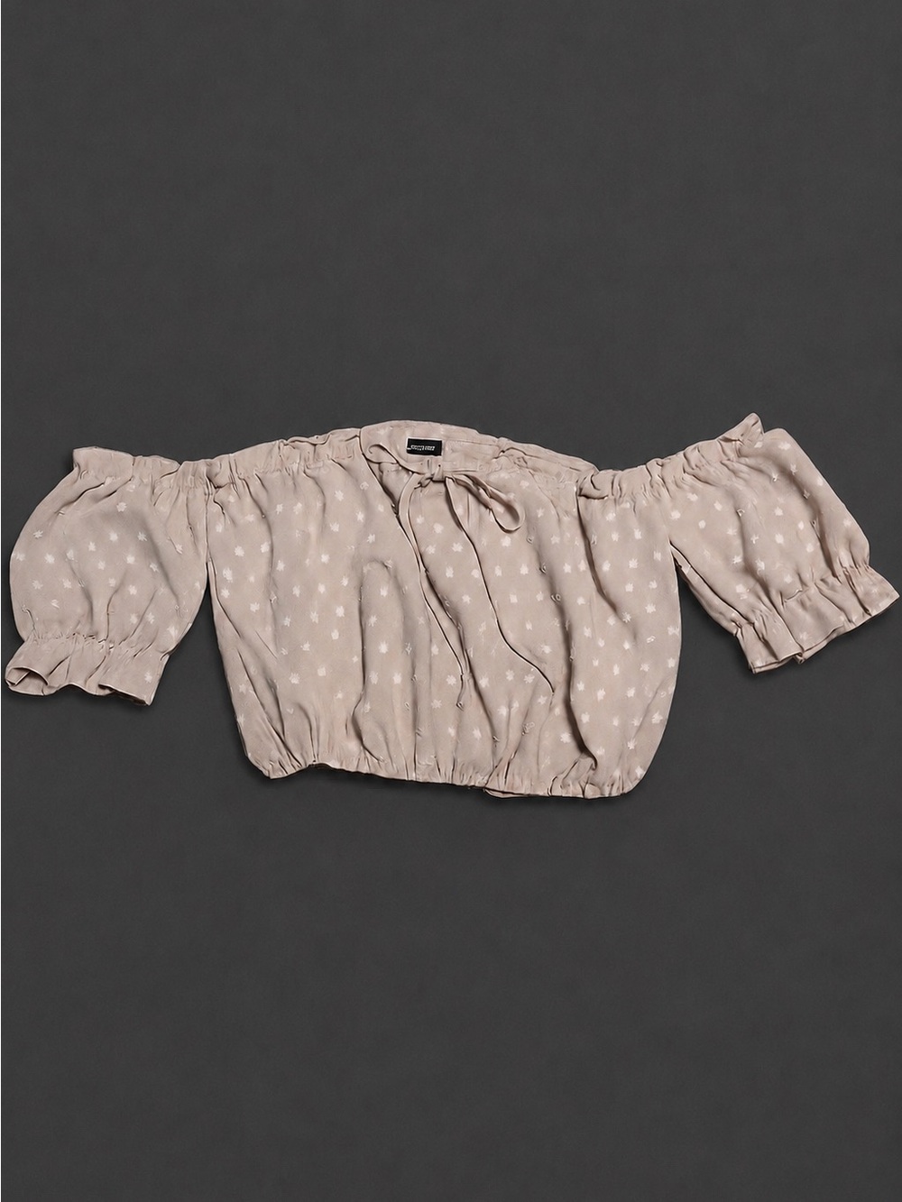 SHEIN Beige Polka Dot Off-Shoulder Crop Top Size M EU36 US6